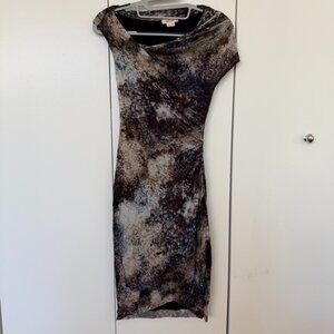 Helmut Lang Assymetrical Bodycon Graphic print Dress